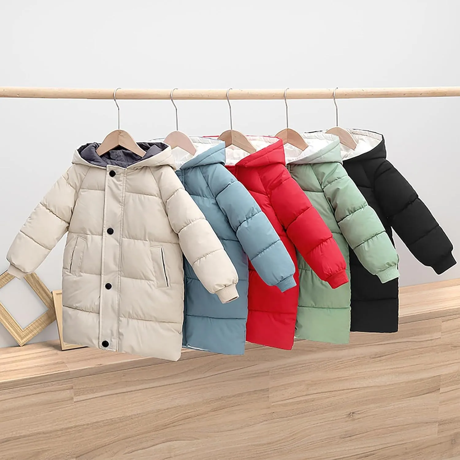 Kids Girls' Puffer Down Coat Winter Jacket Toddler Girls Long Cotton Padded Down Coat Overcoat for 3 to 9 Years