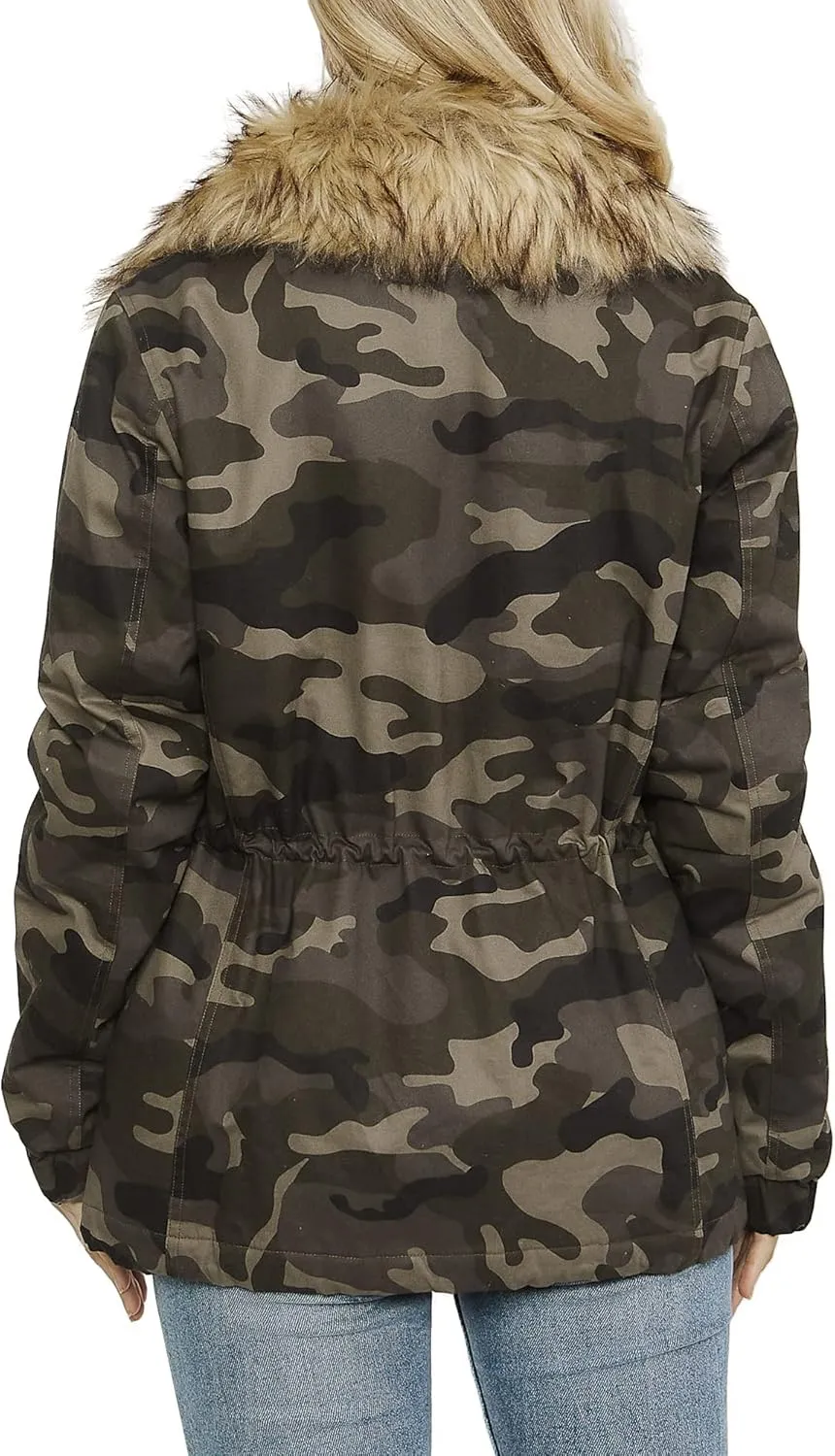 KOGMO Womens Military Anorak Safari Jacket with Pockets