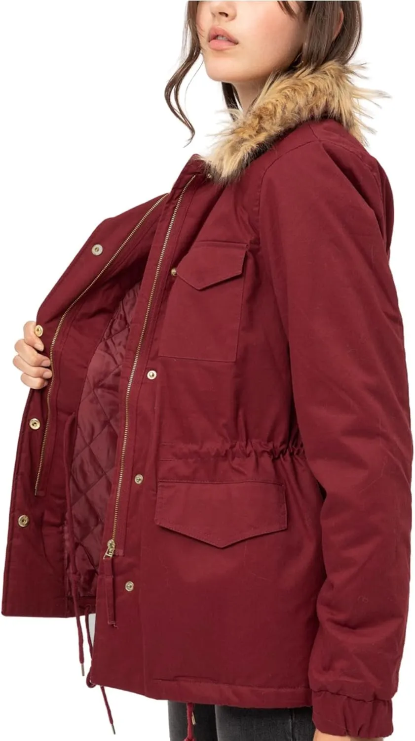 KOGMO Womens Military Anorak Safari Jacket with Pockets