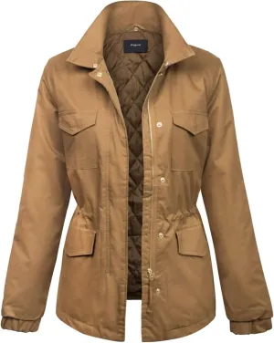 KOGMO Womens Military Anorak Safari Jacket with Pockets