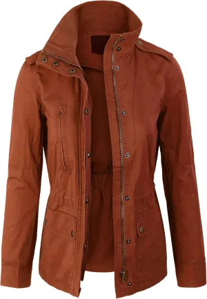 KOGMO Womens Military Anorak Safari Jacket with Pockets