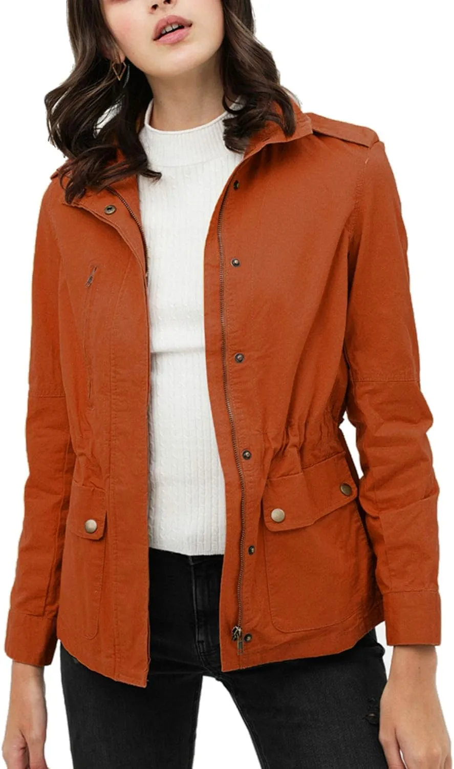 KOGMO Womens Military Anorak Safari Jacket with Pockets