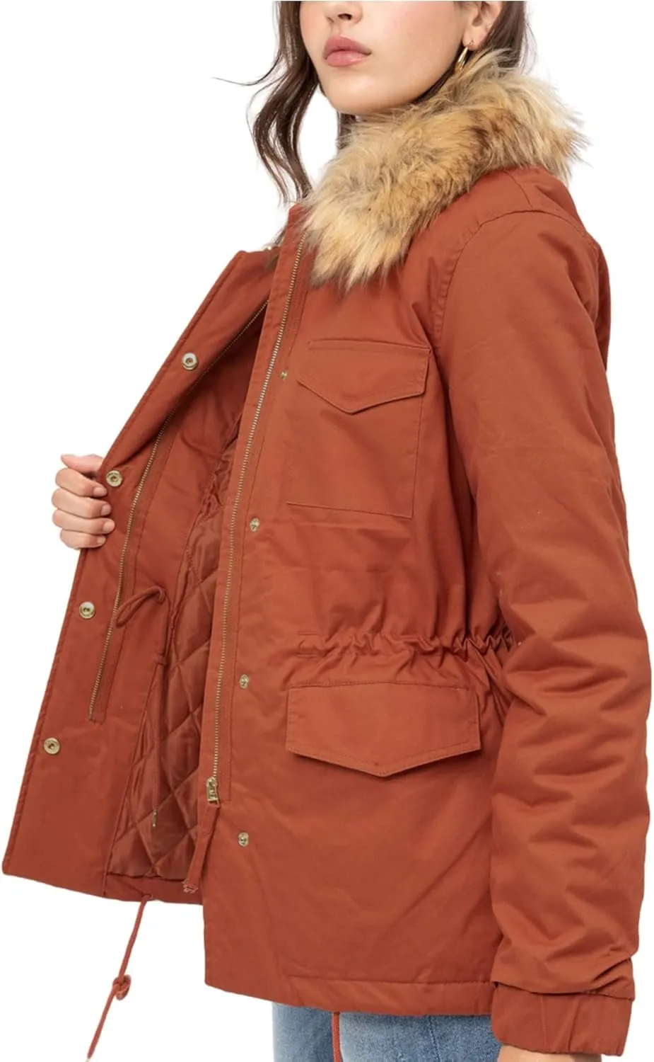 KOGMO Womens Military Anorak Safari Jacket with Pockets