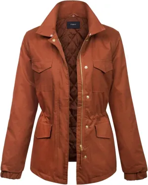 KOGMO Womens Military Anorak Safari Jacket with Pockets