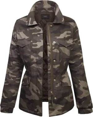 KOGMO Womens Military Anorak Safari Jacket with Pockets