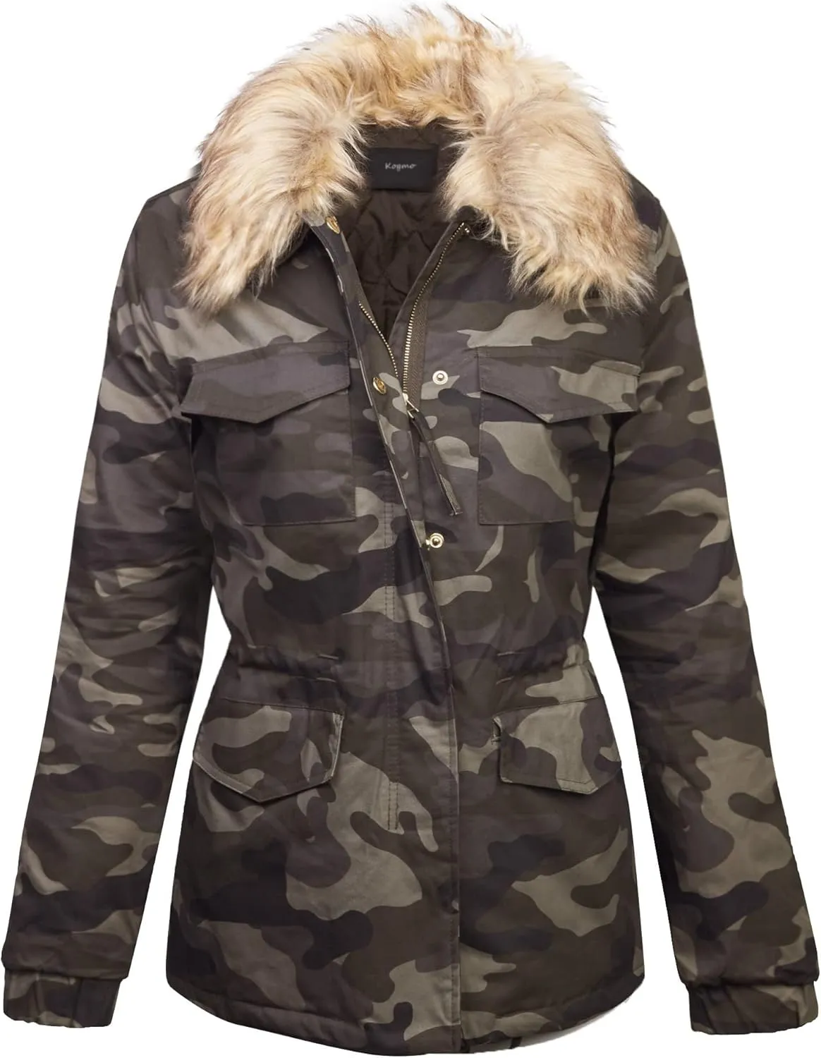 KOGMO Womens Military Anorak Safari Jacket with Pockets