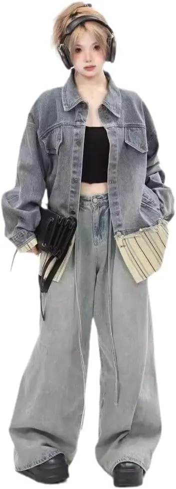 Ladies' Denim Jacket, Loose Workwear Retro Jacket