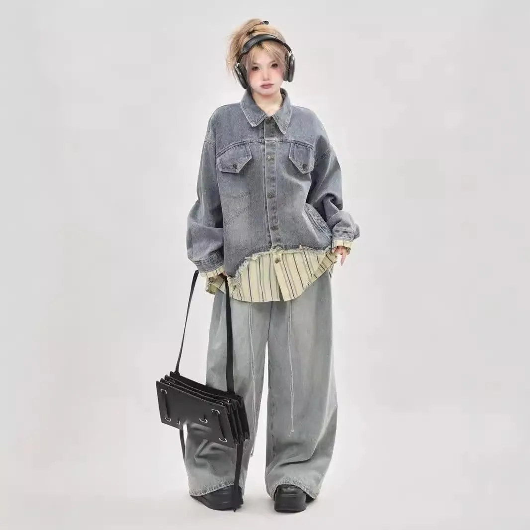 Ladies' Denim Jacket, Loose Workwear Retro Jacket