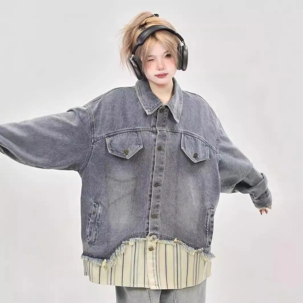 Ladies' Denim Jacket, Loose Workwear Retro Jacket
