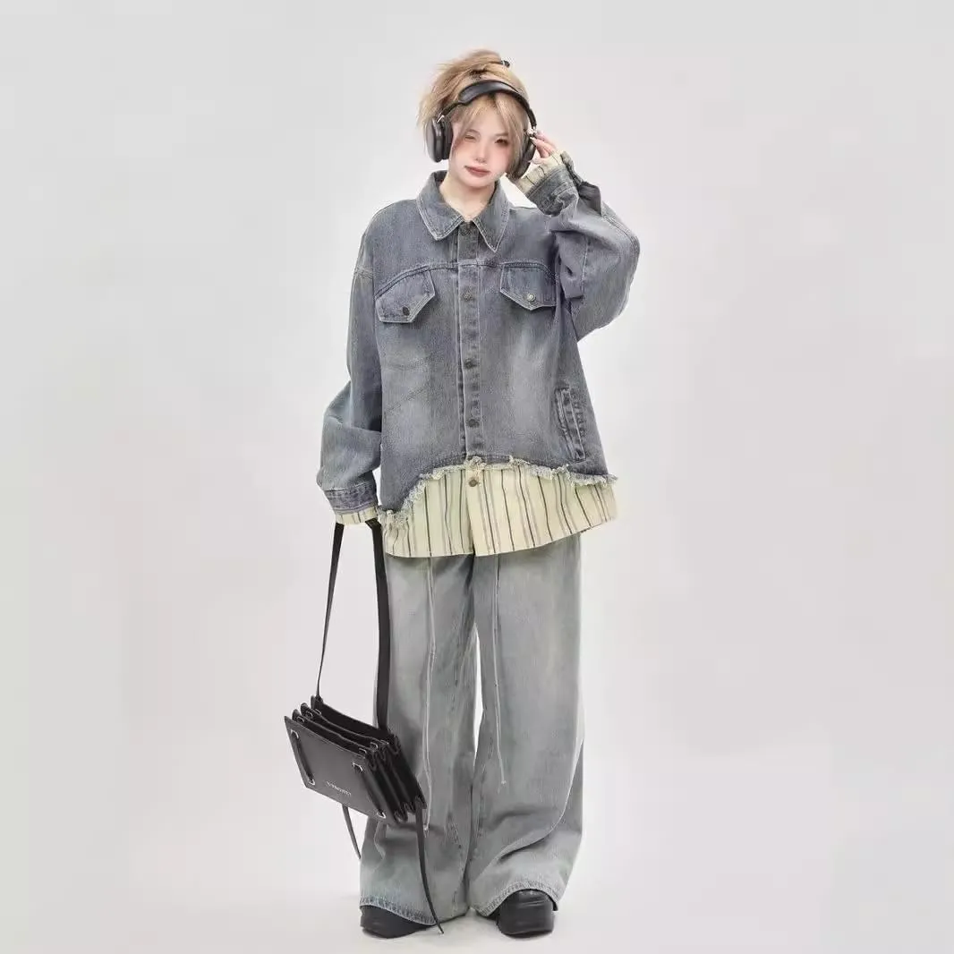 Ladies' Denim Jacket, Loose Workwear Retro Jacket
