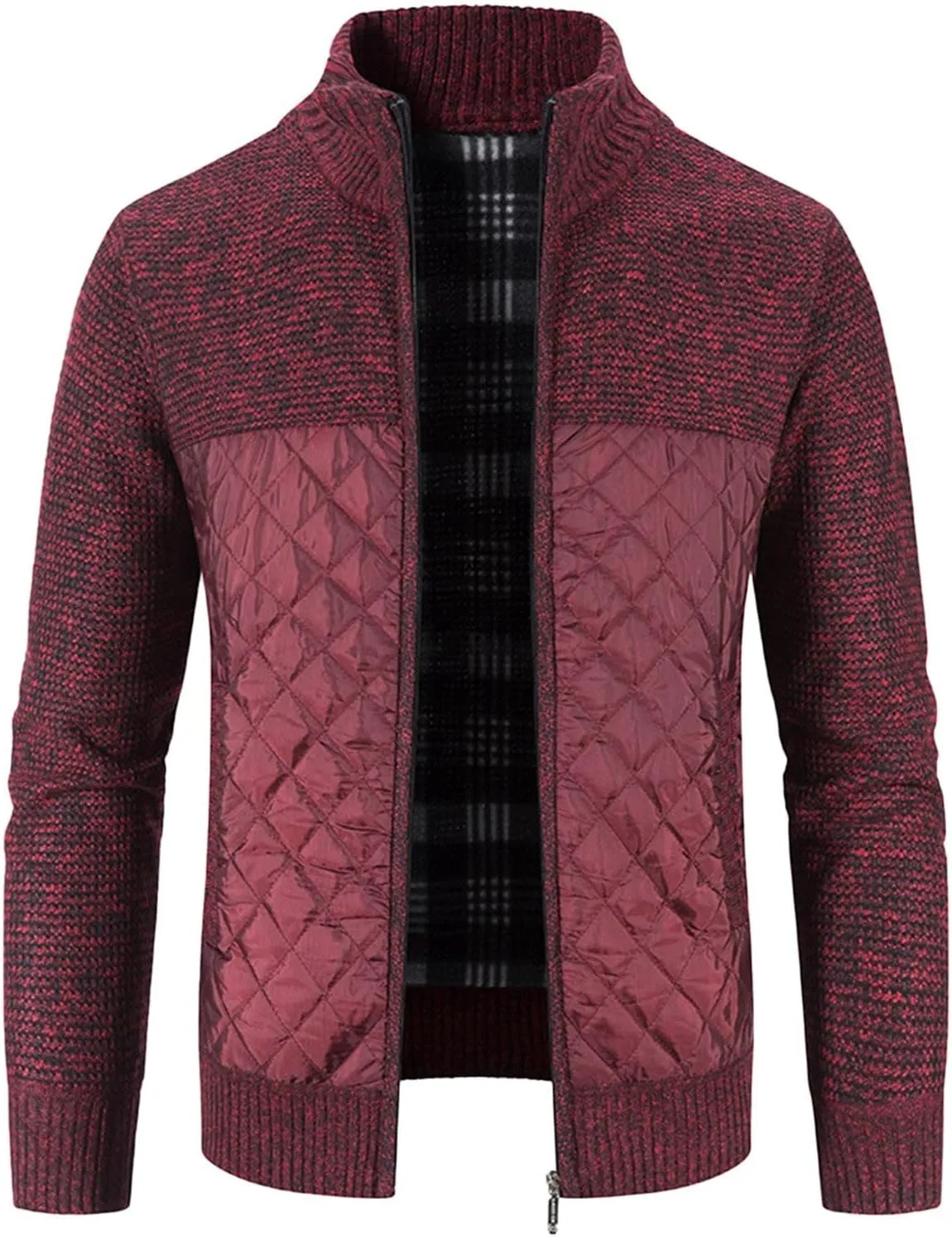 LCMTWX Men's Thicken Warm Winter Coat Stand Collar Knitted Splice Sweater Coat Casual Cardigan Stylish Outwear Winter
