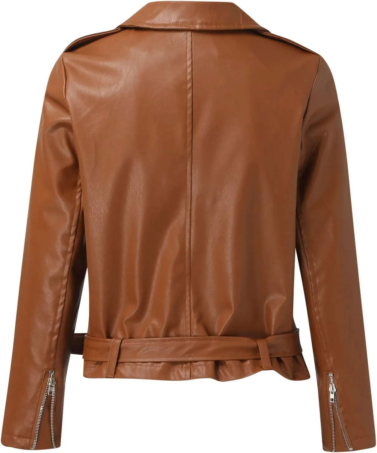 LCMTWX Womens Black Leather Jacket Tops Suit Collar Belt Stand Zip Motorcycle Coat Women's Coat Women'S Jackets Jacket