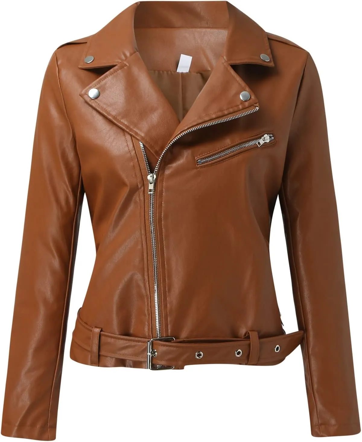 LCMTWX Womens Black Leather Jacket Tops Suit Collar Belt Stand Zip Motorcycle Coat Women's Coat Women'S Jackets Jacket
