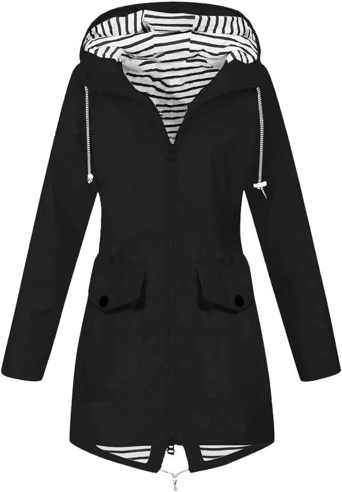 LCMTWX Womens rain coat winter Waterproof Women's Windproof Overcoat Outdoor Women's Coat Waterproof Lightweight Outdoor