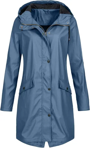 LCMTWX Women's Raincoats Hoodie Hooded Solid Women Coat Rain Raincoat Women's Coat Zip Up Hoodies Windbreaker Rain Jacket