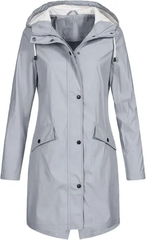 LCMTWX Women's Raincoats Hoodie Hooded Solid Women Coat Rain Raincoat Women's Coat Zip Up Hoodies Windbreaker Rain Jacket