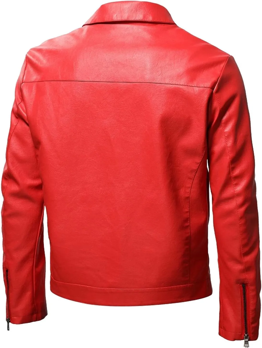 Leather Motorcycle Jacket Casual Solid Color Zipper Pocket Leather Jacket Coat Mens Winter Jackets Textile