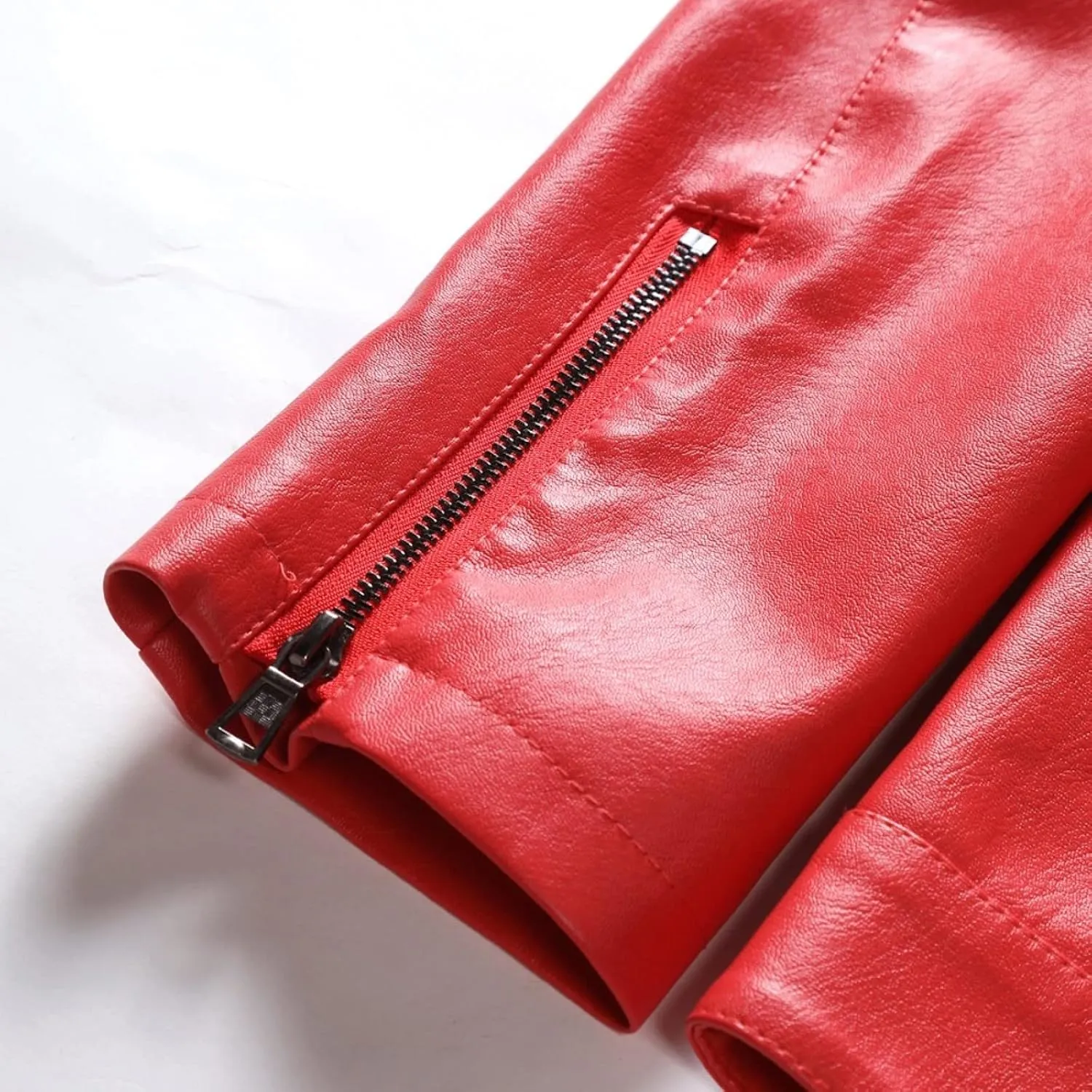 Leather Motorcycle Jacket Casual Solid Color Zipper Pocket Leather Jacket Coat Mens Winter Jackets Textile