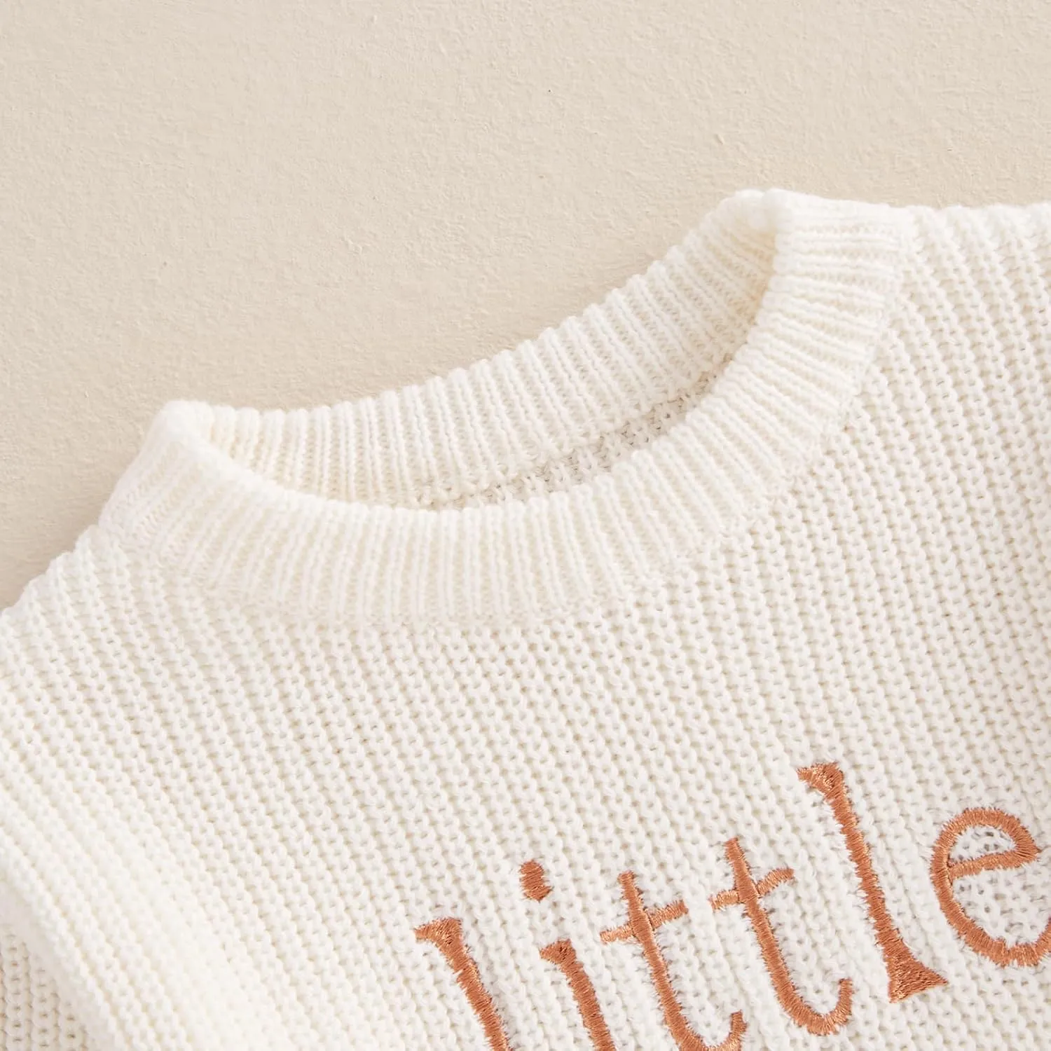 Lesimsam Newborn Baby Boy Girl Valentines Outfit Oversized Embroidery Long Sleeve Knit Sweater Bubble Romper Bodysuit