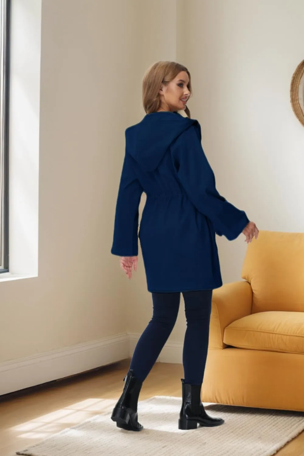 Lightweight Anorak Jacket for Women, Long Jacket Anorak with Drawstring, Hooded Parka Trench Coat with Pockets S-XXL