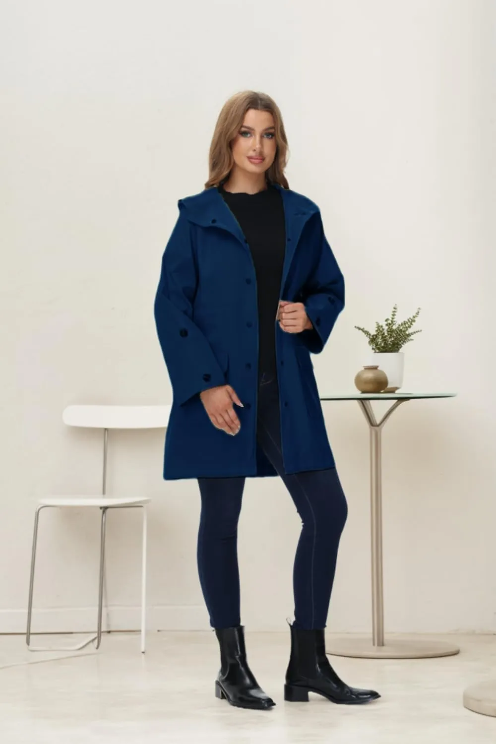 Lightweight Anorak Jacket for Women, Long Jacket Anorak with Drawstring, Hooded Parka Trench Coat with Pockets S-XXL