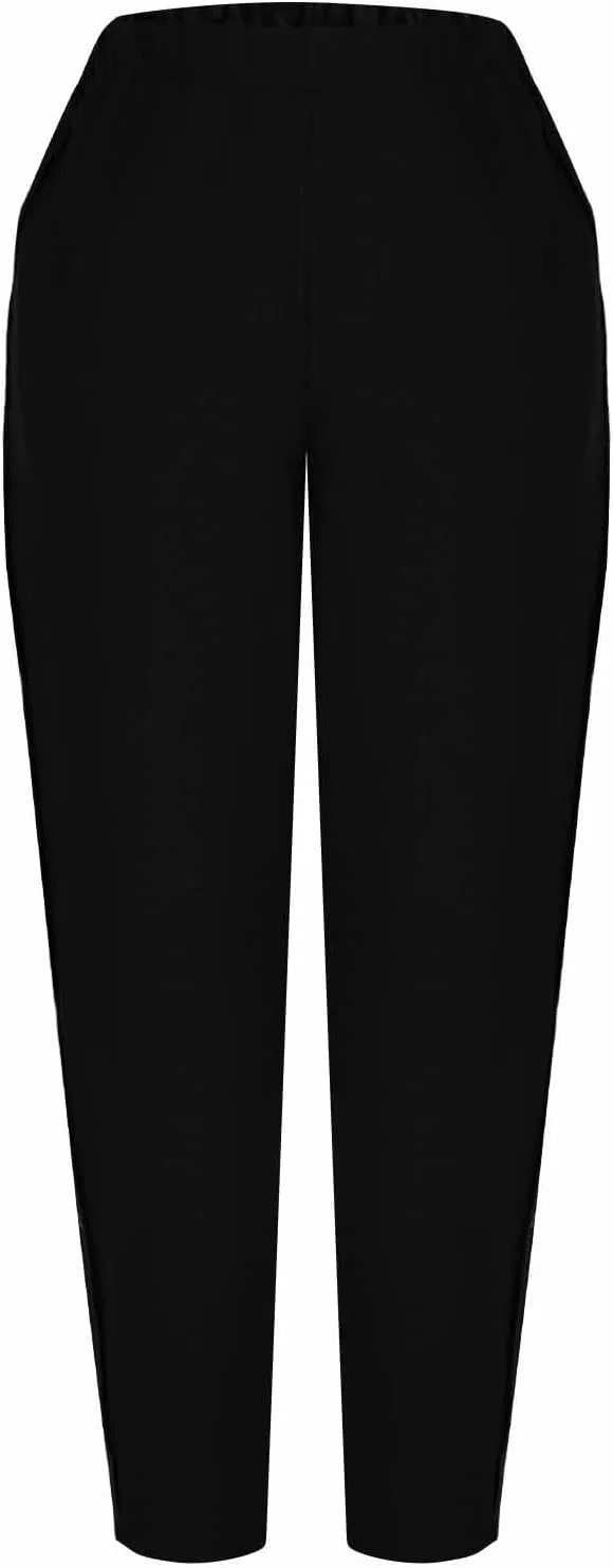 Linen Pants for Women 2025 Summer Elastic High Waisted Straight Leg Lounge Pant Lightweight Comfy Beach Trousers
