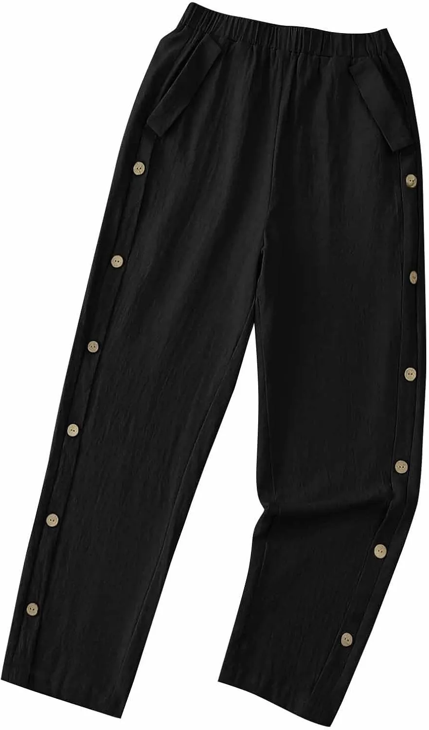 Linen Pants for Women 2025 Summer Elastic High Waisted Straight Leg Lounge Pant Lightweight Comfy Beach Trousers
