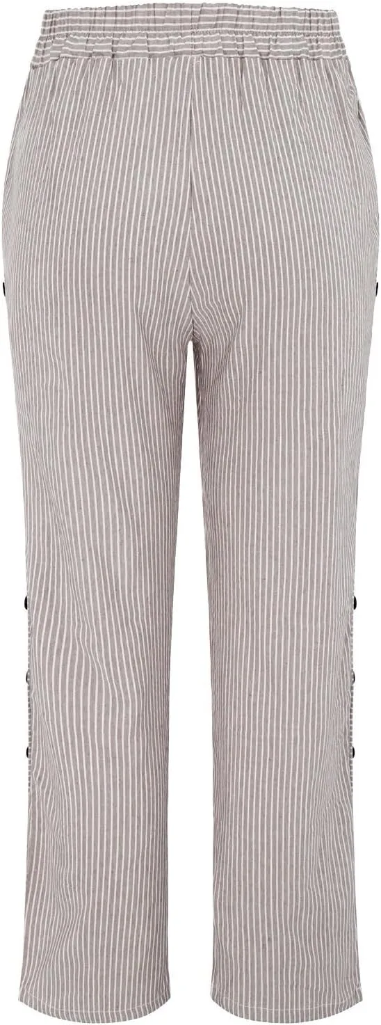 Linen Pants for Women 2025 Trendy Striped Spring Summer Casual Pants High Waist Straight Leg Trousers with Pockets