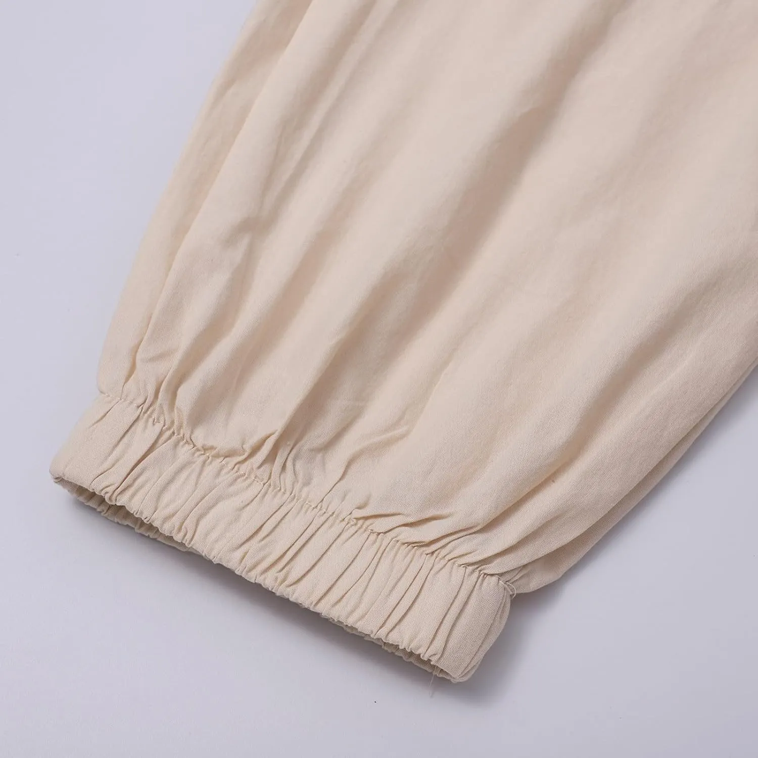 Linen Pants Mens Solid Beach Casual Tapered Pants Summer Vacation Drawstring Trousers Outdoor Plain Holiday Slacks