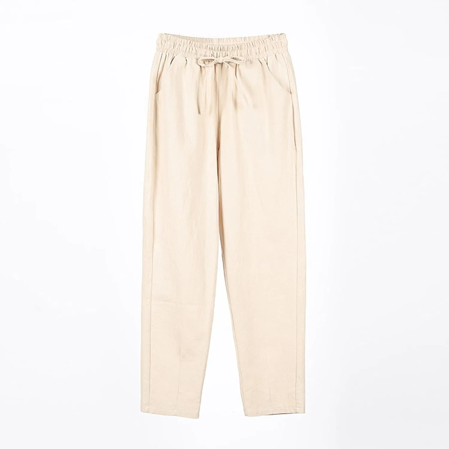 Linen Pants Women Wide Leg Palazzo Pants Lounge Pants with Pockets Drawstring High Elastic Waisted