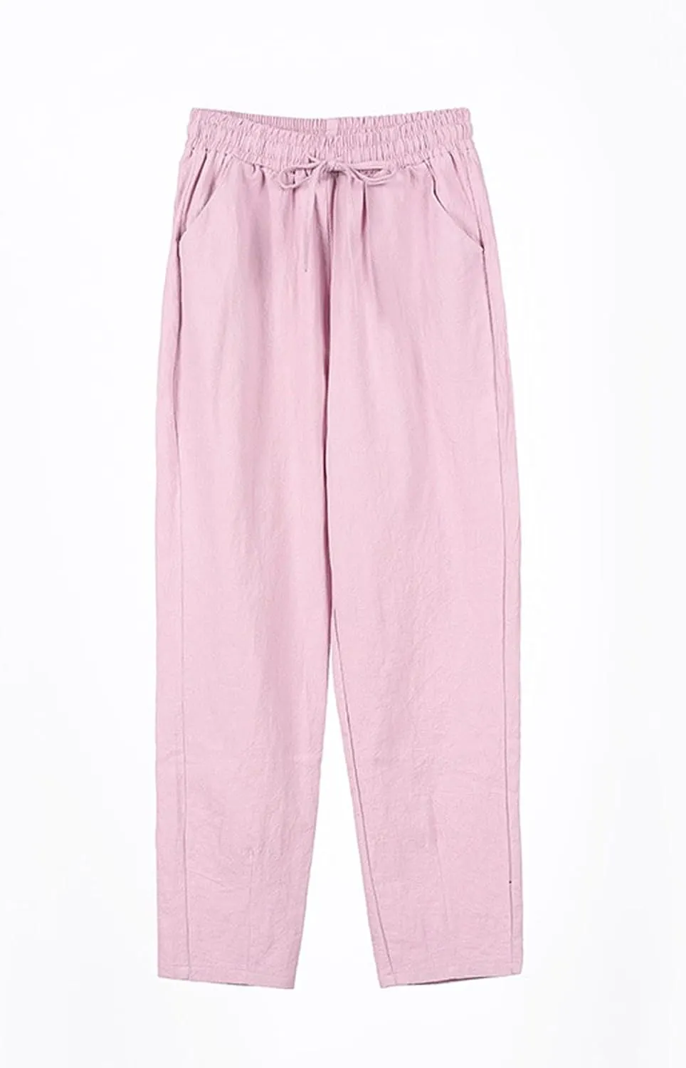 Linen Pants Women Wide Leg Palazzo Pants Lounge Pants with Pockets High Elastic Waisted Drawstring