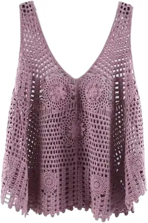 LIXINGHEITANG Knit Vest Ladies Sling Short Top Woman Crocheted Female Sleeveless Camis Camisole