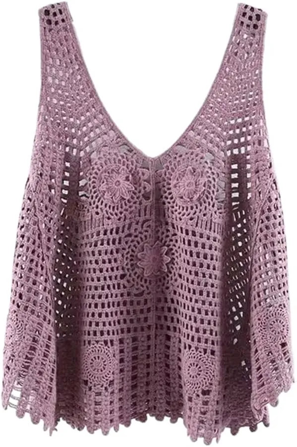 LIXINGHEITANG Knit Vest Ladies Sling Short Top Woman Crocheted Female Sleeveless Camis Camisole