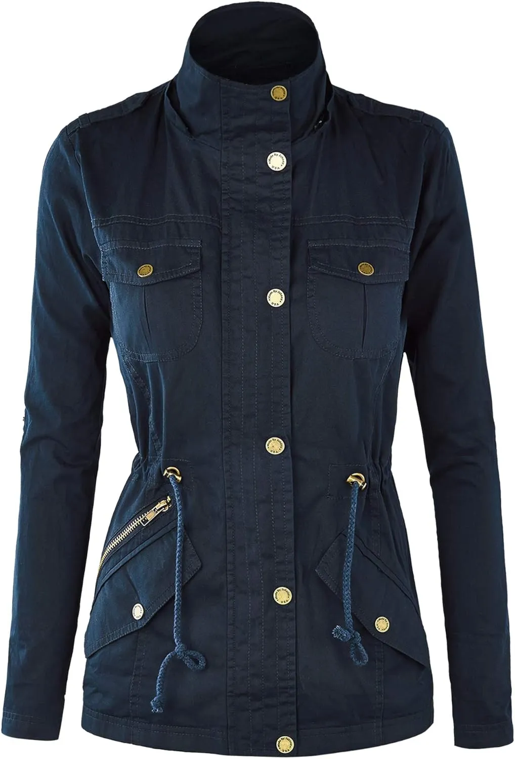 Lock and Love Women's Casual Military Anorak Jacket - Lightweight Detachable Hooded Safari Utility