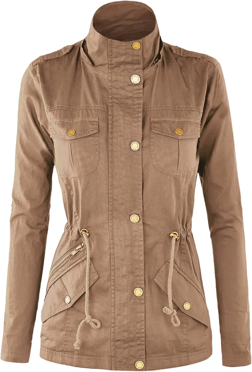 Lock and Love Women's Casual Military Anorak Jacket - Lightweight Detachable Hooded Safari Utility