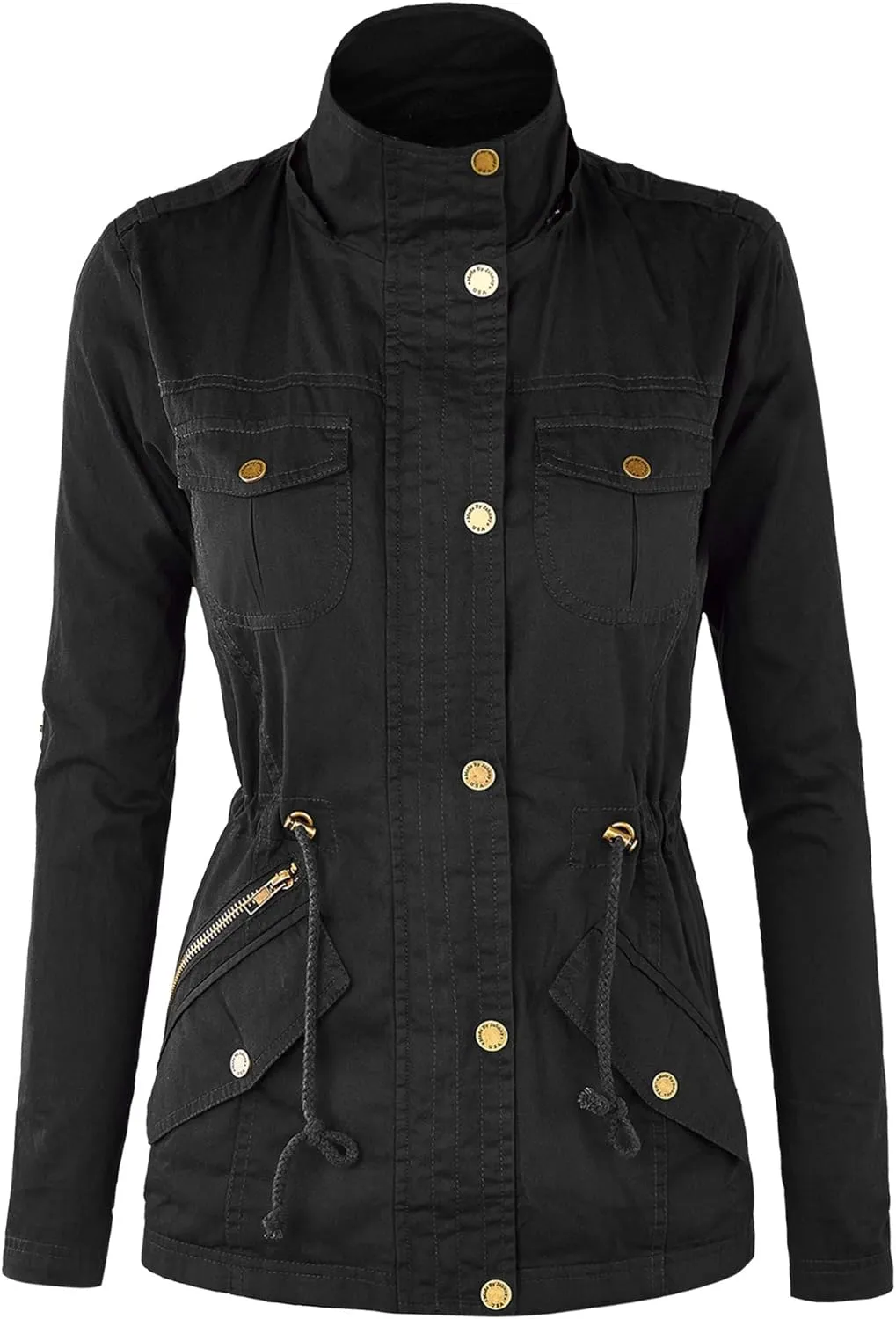 Lock and Love Women's Casual Military Anorak Jacket - Lightweight Detachable Hooded Safari Utility