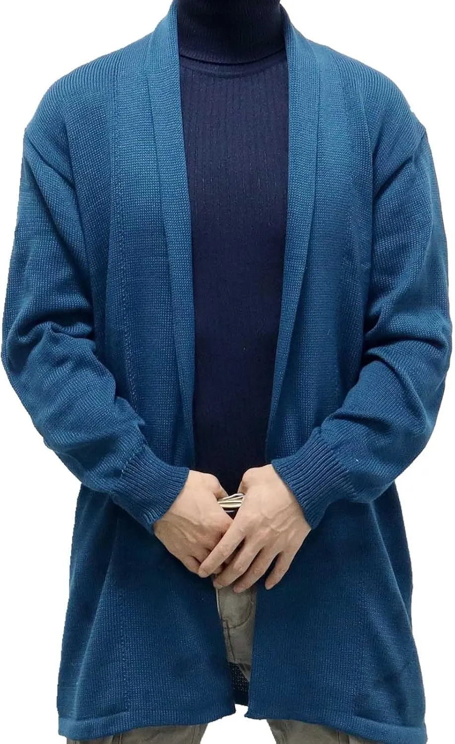 Long Cardigan Sweaters for Men Shawl Collar Sweater Open Front Cardigan Long Sleeve Knit Cardigan Fashion Oufits