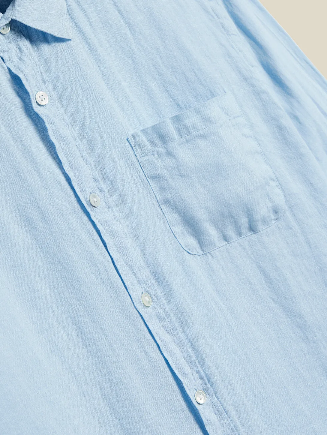 Long Sleeve Linen Shirt - Sky