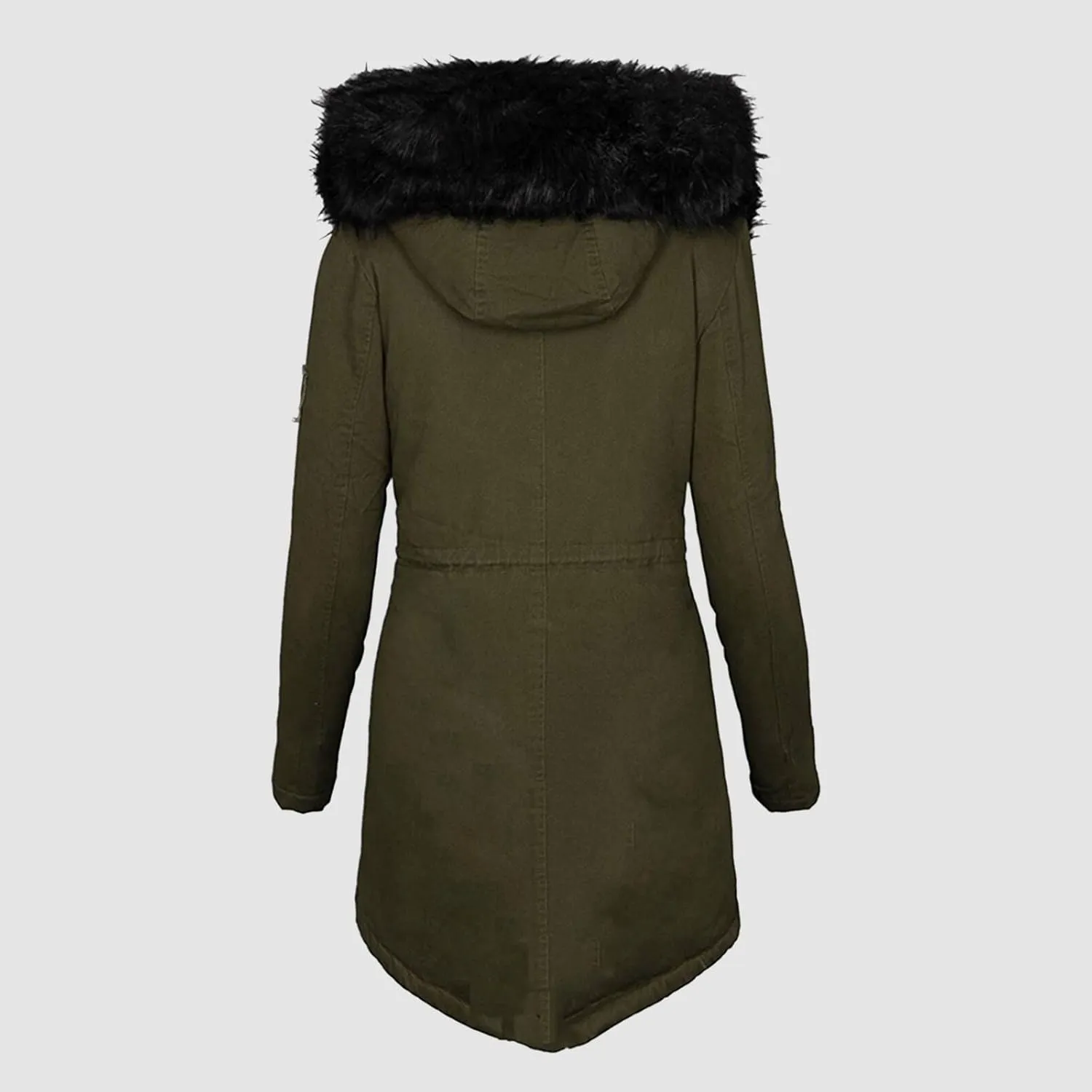 Long Winter Coat with Hood Slim Casual Thicker Fashion Women'S Coat Long Sleeve Full Zip Womens Clothing Black
