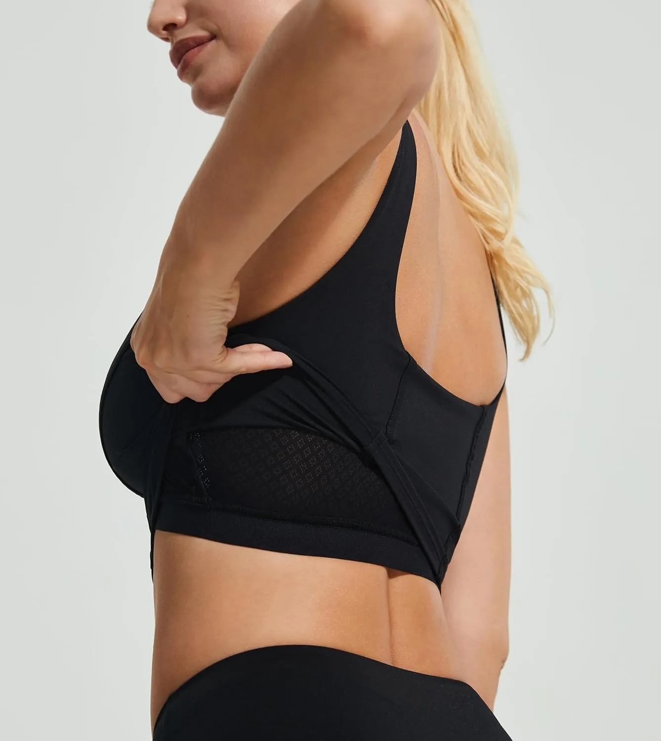 Longline Workout Tank Top with Built in Bra Adjustable Stretchy Yoga Top Light Impact
