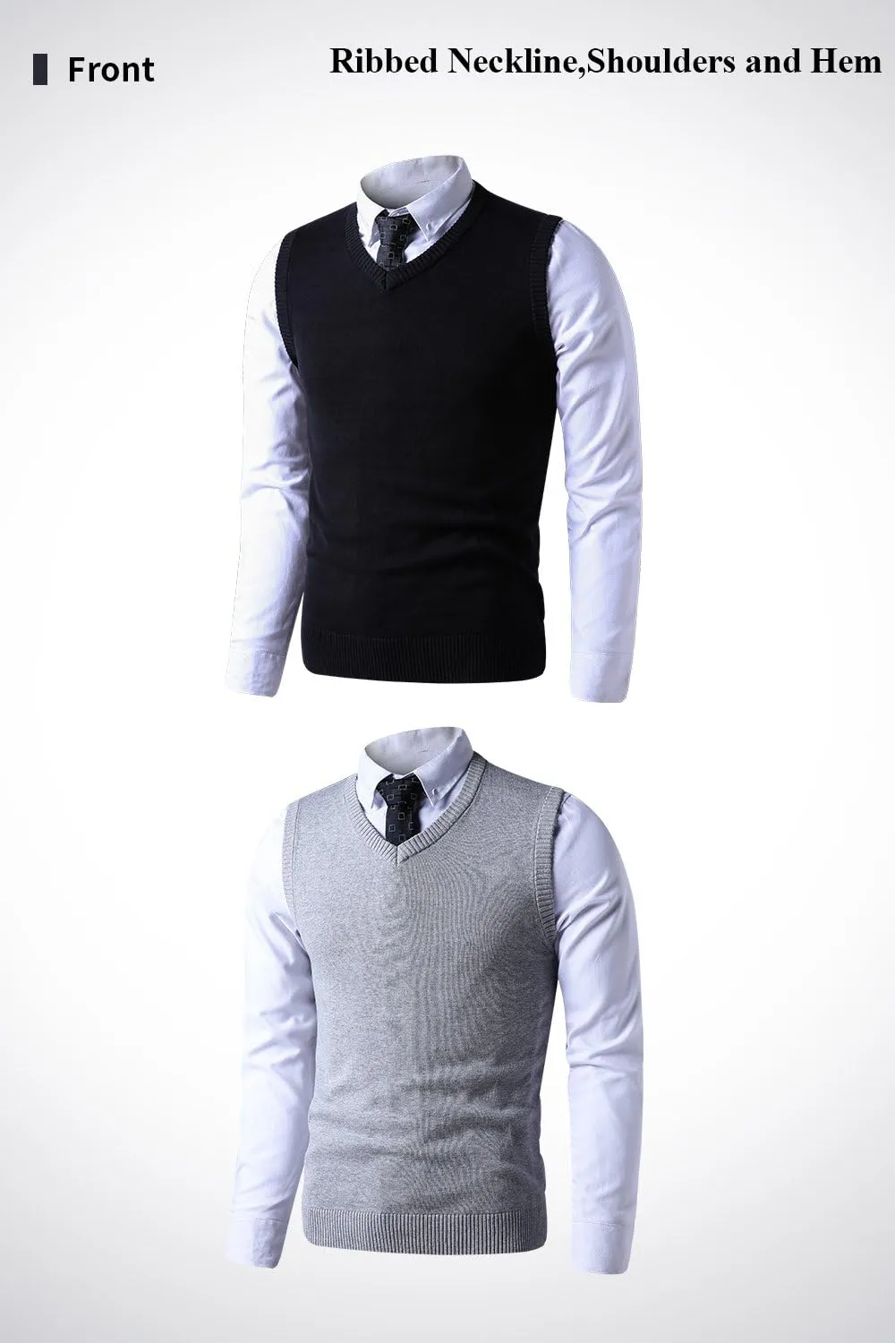 LTIFONE Sweater Vest for Men, Knited Business Slim Fit Mens V Neck Sweater, Big and Tall Pullover Sleeveless Sweaters