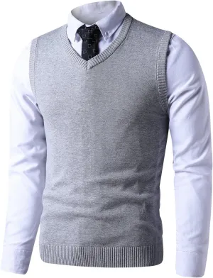 LTIFONE Sweater Vest for Men, Knited Business Slim Fit Mens V Neck Sweater, Big and Tall Pullover Sleeveless Sweaters
