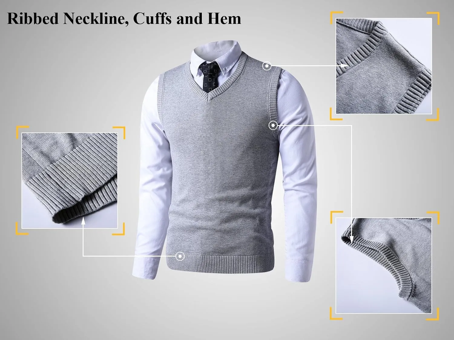 LTIFONE Sweater Vest for Men, Knited Business Slim Fit Mens V Neck Sweater, Big and Tall Pullover Sleeveless Sweaters