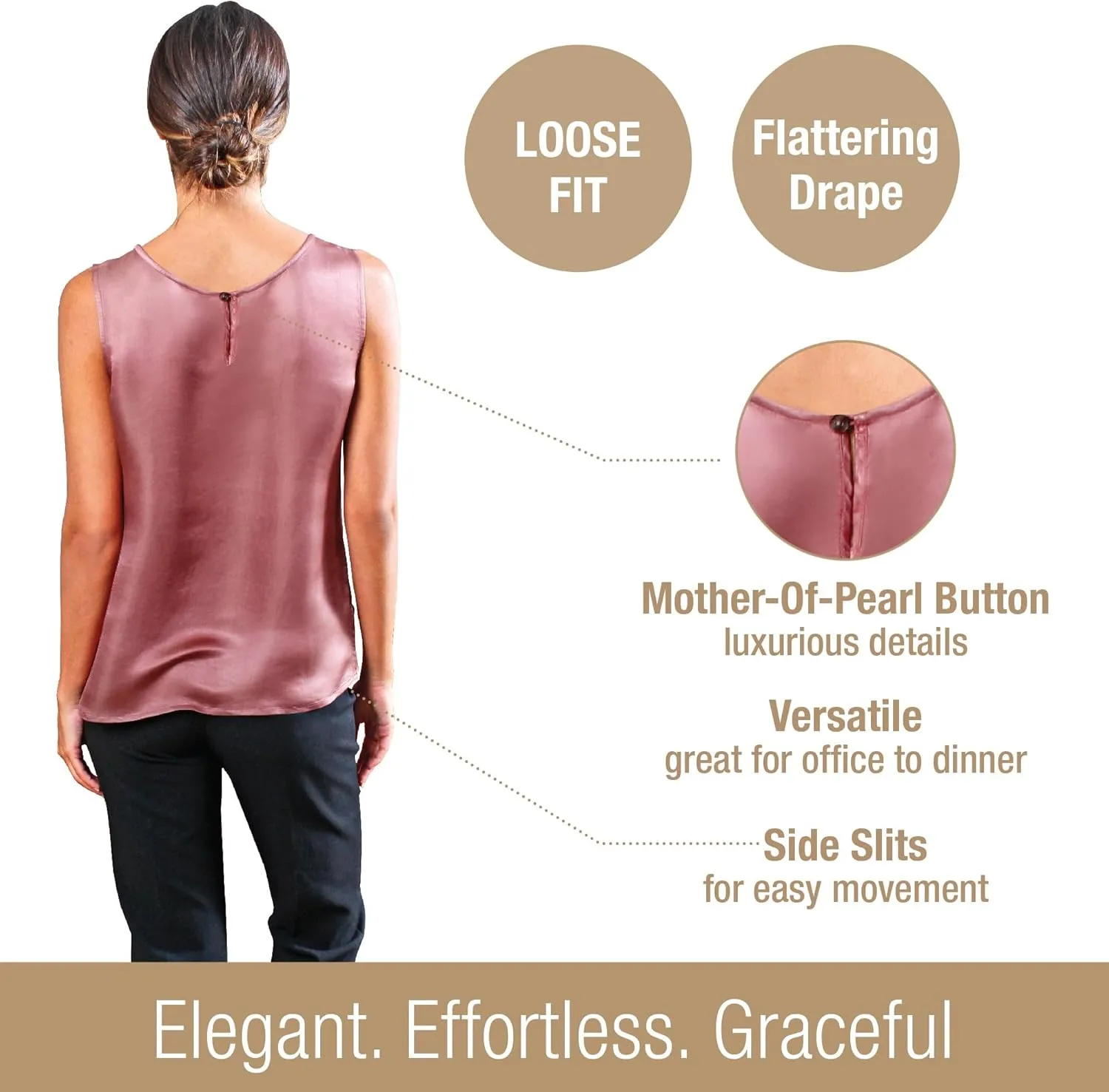 Luxury Artisan Silk Blouse Sleeveless, Mulberry Silk Top, Silk Tank Top Round Neck