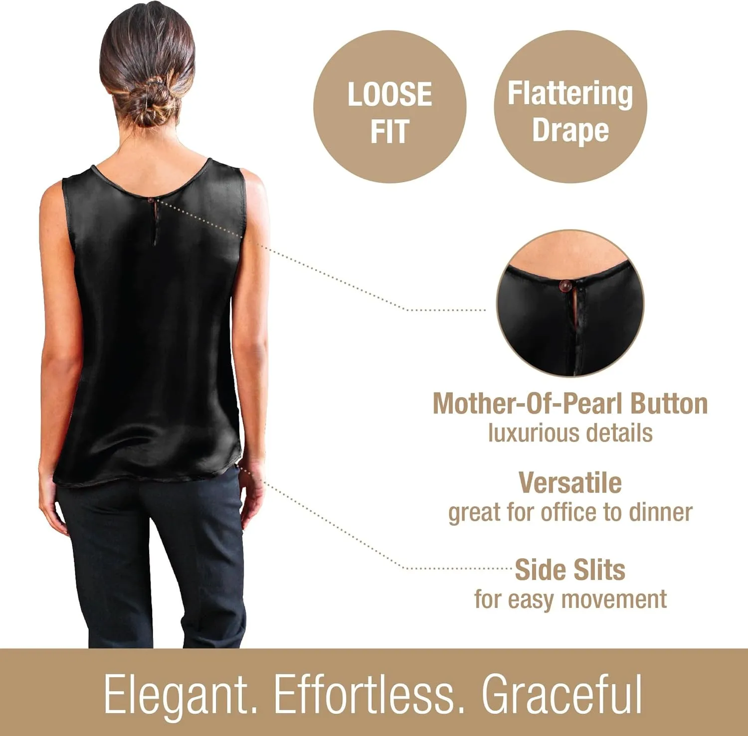 Luxury Artisan Silk Blouse Sleeveless, Mulberry Silk Top, Silk Tank Top Round Neck