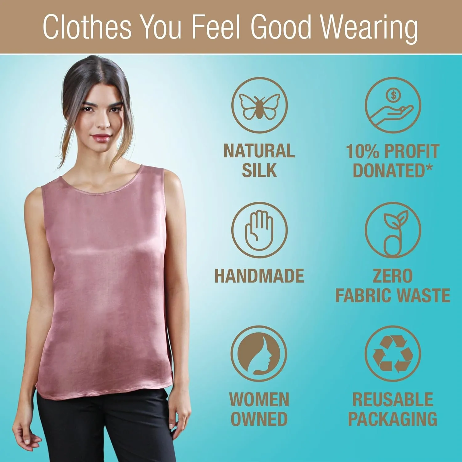Luxury Artisan Silk Blouse Sleeveless, Mulberry Silk Top, Silk Tank Top Round Neck