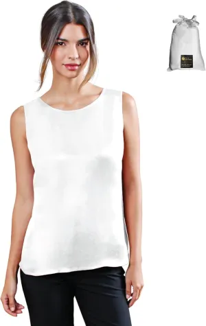 Luxury Artisan Silk Blouse Sleeveless, Mulberry Silk Top, Silk Tank Top Round Neck