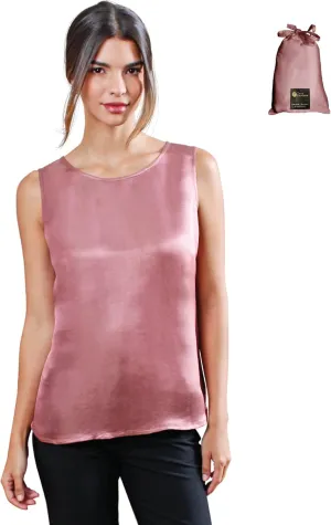 Luxury Artisan Silk Blouse Sleeveless, Mulberry Silk Top, Silk Tank Top Round Neck
