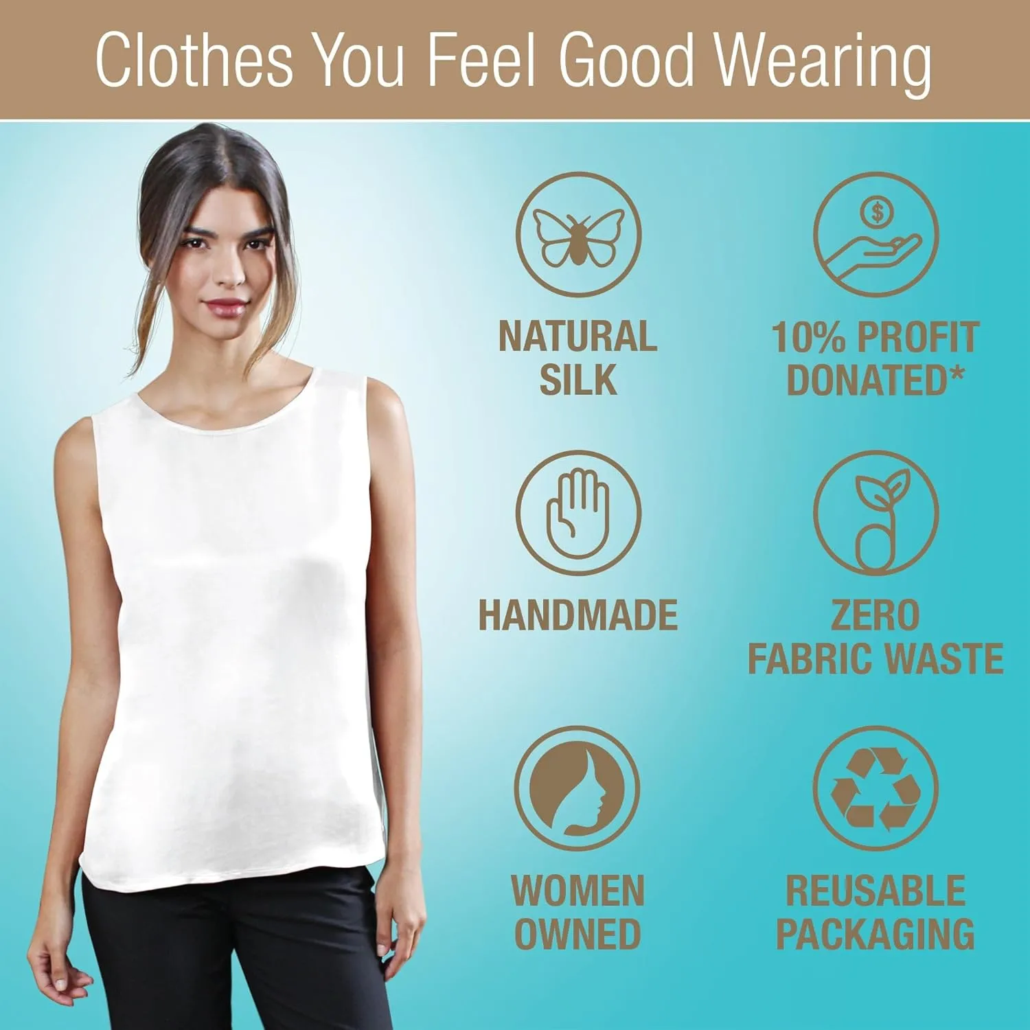 Luxury Artisan Silk Blouse Sleeveless, Mulberry Silk Top, Silk Tank Top Round Neck