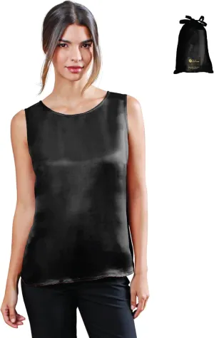 Luxury Artisan Silk Blouse Sleeveless, Mulberry Silk Top, Silk Tank Top Round Neck